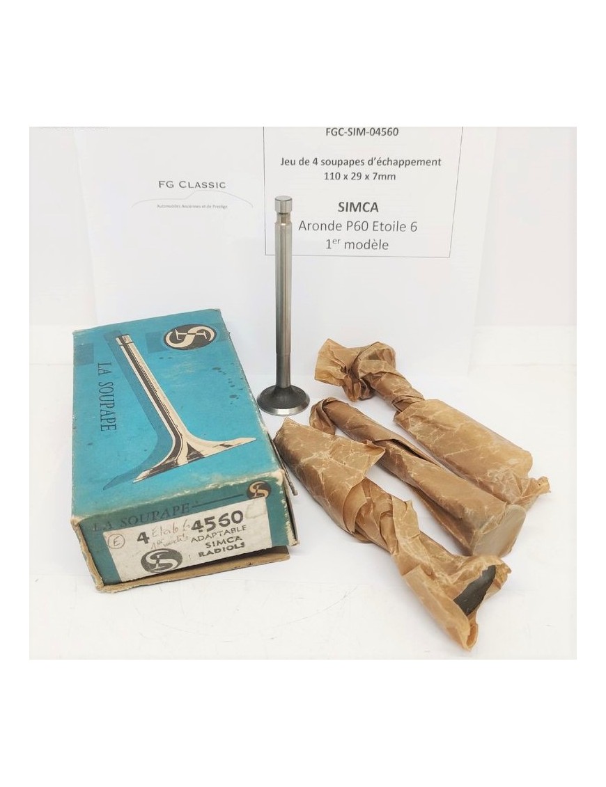 SIMCA ARONDE P60 ÉTOILE 6 - 1st model - set of 4 exhaust valves - NOS