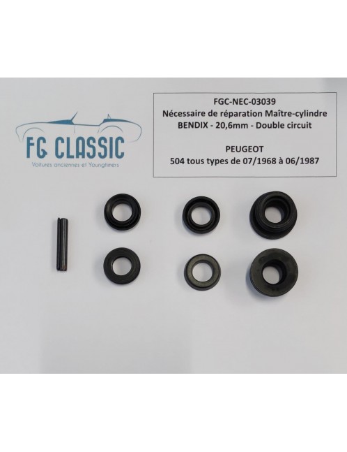RENAULT R4 / R5 / R15 / R16 / R17 - Repair kit for Master cylinder BENDIX - 20,6mm - Double circuit