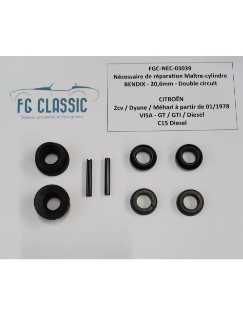 CITROËN 2CV / VISA / C15 - Repair kit for Master cylinder BENDIX - 20,6mm - Double circuit