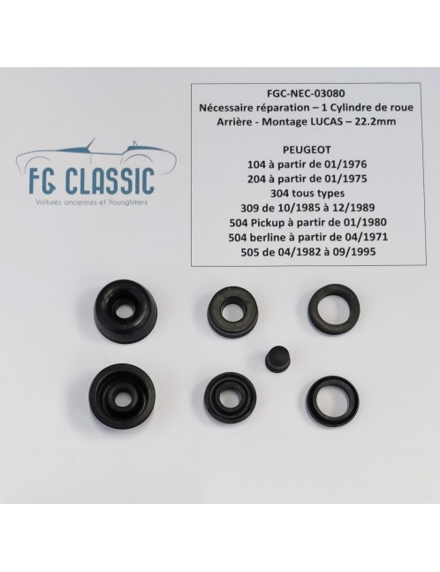 PEUGEOT 104 / 204 / 304 / 504 / 505- Nécessaire pour 1 cylindre de roue AR - 22.2mm - LUCAS - NEUF