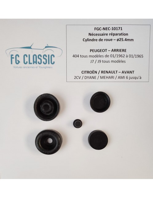 CITROËN 2CV / AMI 6 / DYANE / MEHARI  - Repair kit for 1 Front wheel cylinder - 25.4mm - BENDIX - NEW