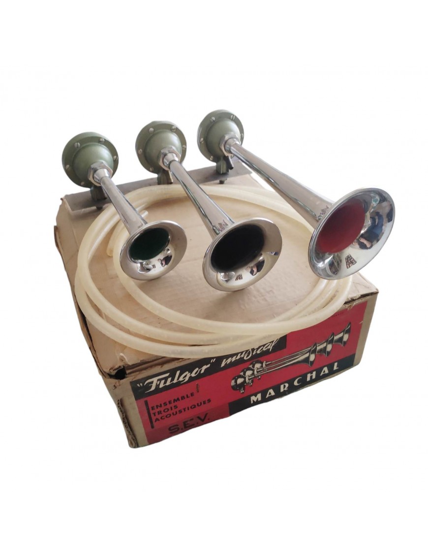 SEV MARCHAL Fulgor "Musical" - Klaxon - Set of 3 Chromed horns - NOS
