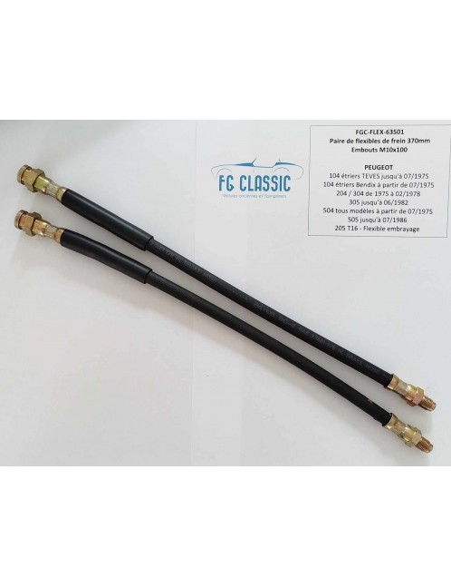 PEUGEOT 104 / 204 / 304 / 504 / 505 / 305 / 205 T16 - 4806.20 - Pair of front brake hoses - 370mm