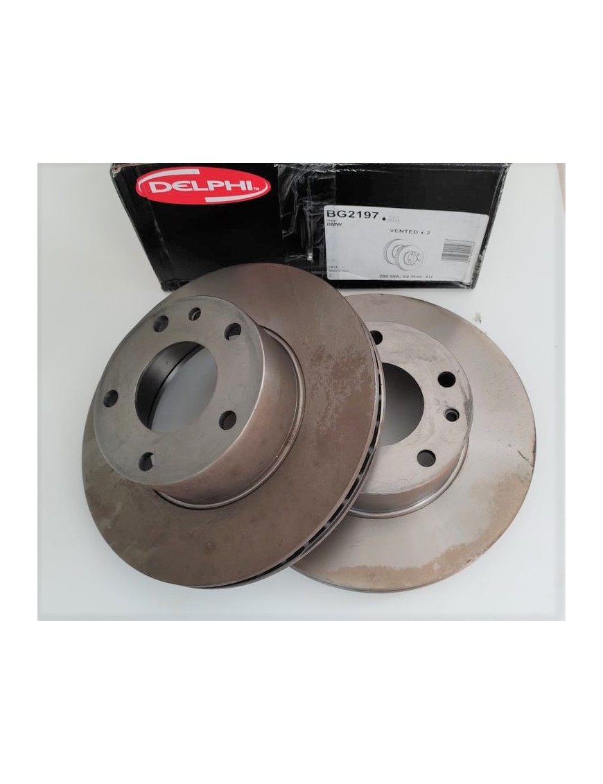 BMW e12 / e24 / e23 - Pair of front vented Brake disk 280x22mm - NEW